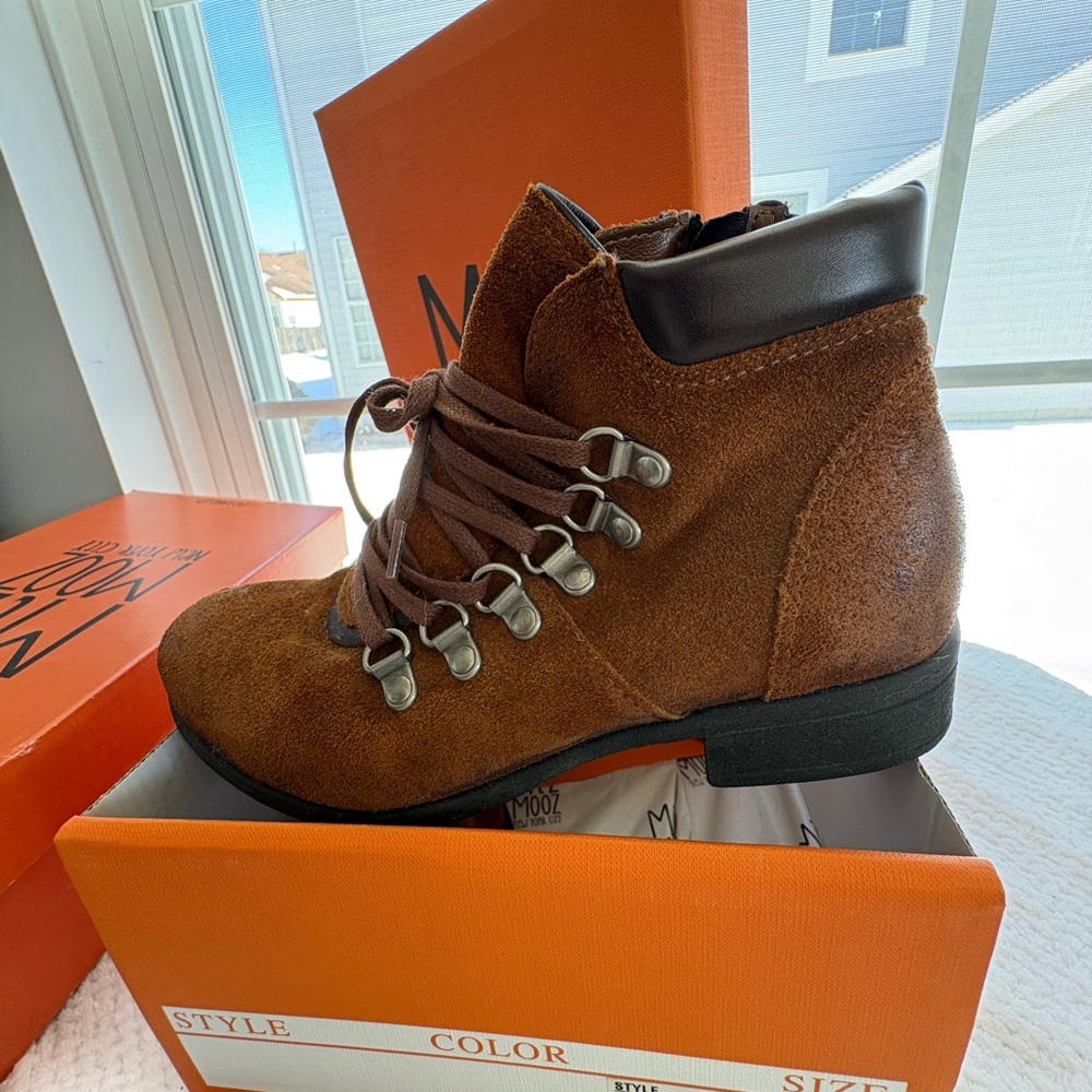 Miz Mooz Women Steffy Chestnut Suede Lace-Up Ankle Boot Size 36 US 6 - Picture 2 of 10